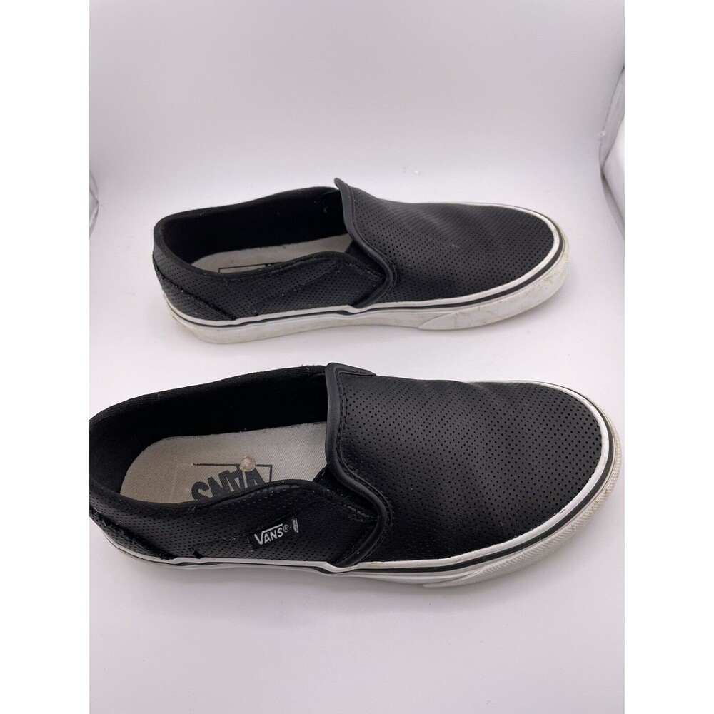 Vans Classic Slip-On Leather Black Skateboarding Shoes Womens Size 6 #508731 - Picture 5 of 7